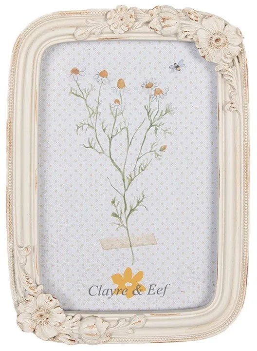 Antikolt bézs virág díszes vintage képkeret 10x15 cm