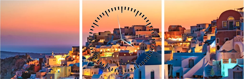 Kép - Santorini alkonyatkor (órával) (90x30 cm)