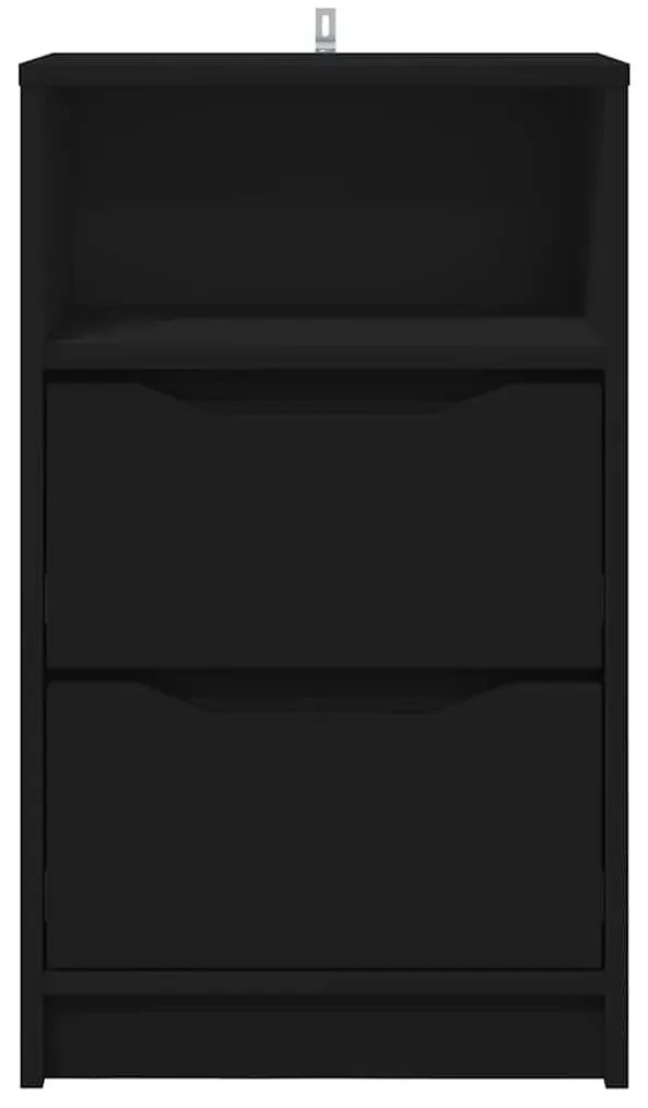 vidaXL Éjjeliszekrények fiókkal 2 pcs Fekete 40 x 30 x 467 cm Faanyag