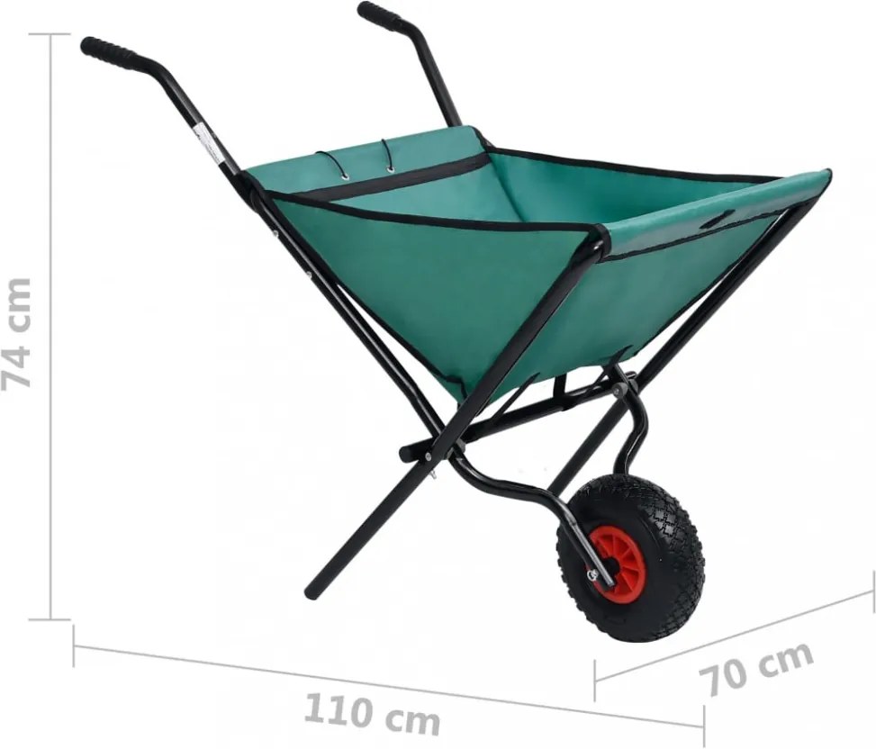 Zöld összecsukható kerti talicska 60 liter