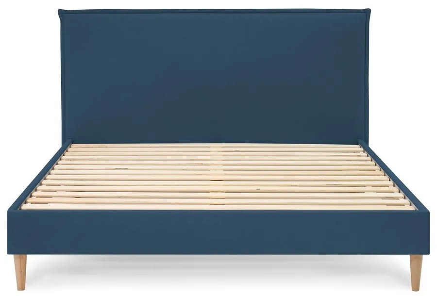 Kék kárpitozott franciaágy ágyráccsal 180x200 cm Sary – Bobochic Paris