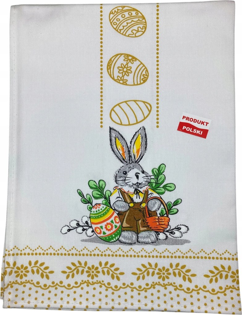 Konyhai törlőkendő húsvéti nyuszi arany mintás pamut lengyel termék 00