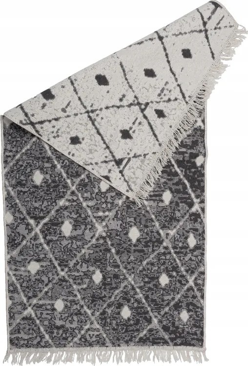 Kilim Gold szőnyeg rojtokkal Rombusz Szürke 120x160