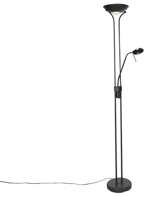 Modern állólámpa fekete olvasólámpával, beépített LED-del, dim to warm funkcióval - Diva