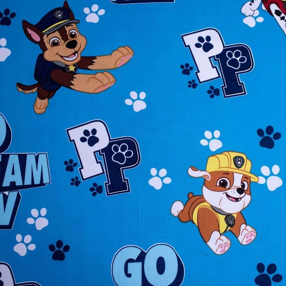 Kék gumis pamut gyerek lepedő 90x200 cm Paw Patrol – Jerry Fabrics
