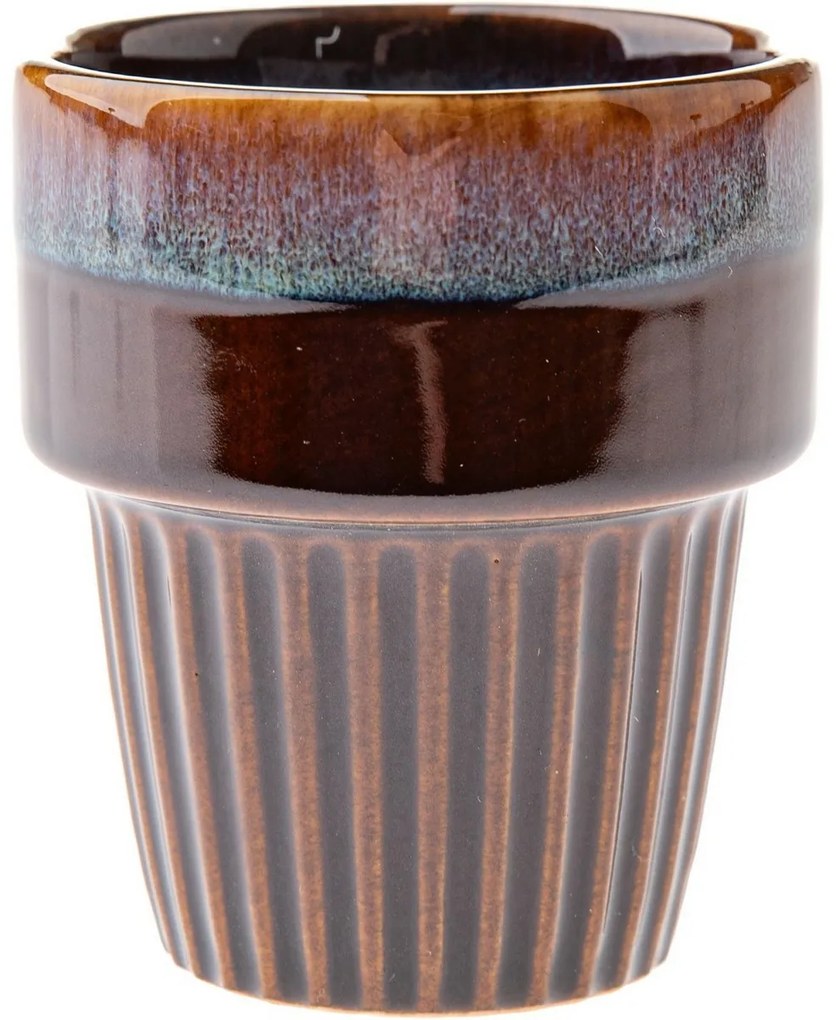 4 darabos kerámia bögre szett Rustik 100 ml, sötétbarna