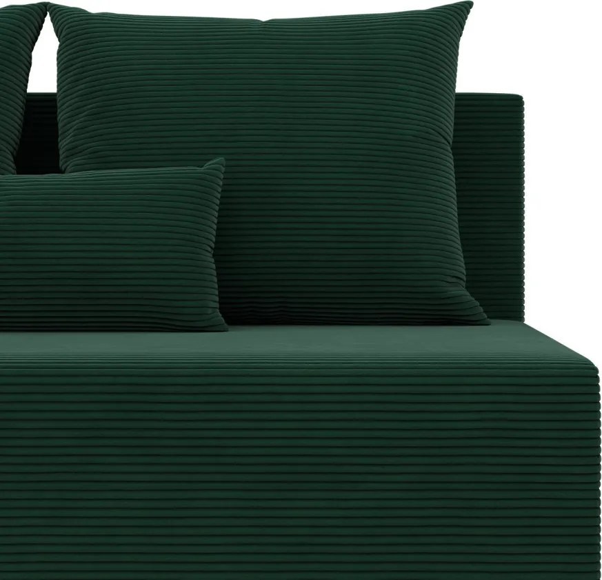 Nobu sarokkanapé, kordbársony, univerzális oldal, zöld