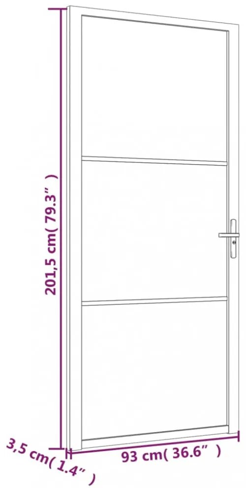 fehér ESG üveg és alumínium beltéri ajtó 93 x 201,5 cm