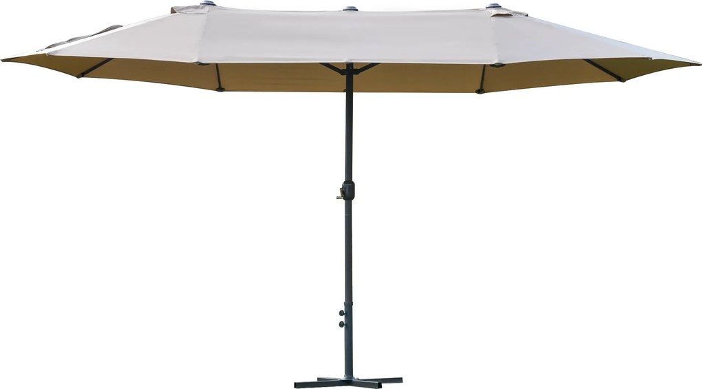 Outsunny XXL Kerti Napernyő Keresztalappal, Nagy Méret 4.6L x 2.7W x 2.4H m, Forgókarral Nyitható és Zárható Acél Magas Sűrűségű Poliészter Kávé | Aos