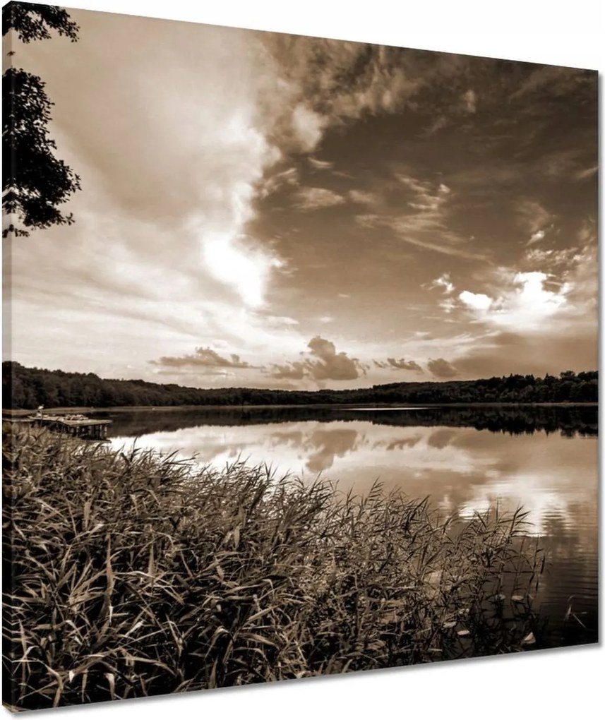 Vászonkép 60x60 Sephia Tájkép Tó