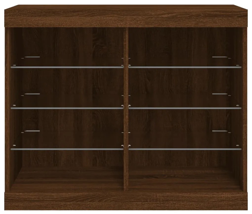 barna tölgy színű tálalószekrény LED-ekkel 81 x 37 x 67 cm