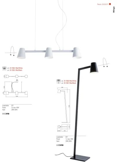 Redo 01-1557 - MINGO állólámpa 1xE27/42W/230V fekete