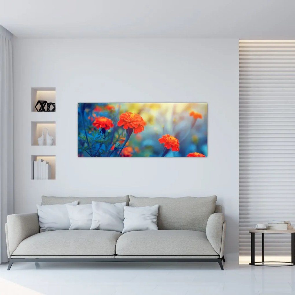 Kép - Narancssárga virágok (120x50 cm)