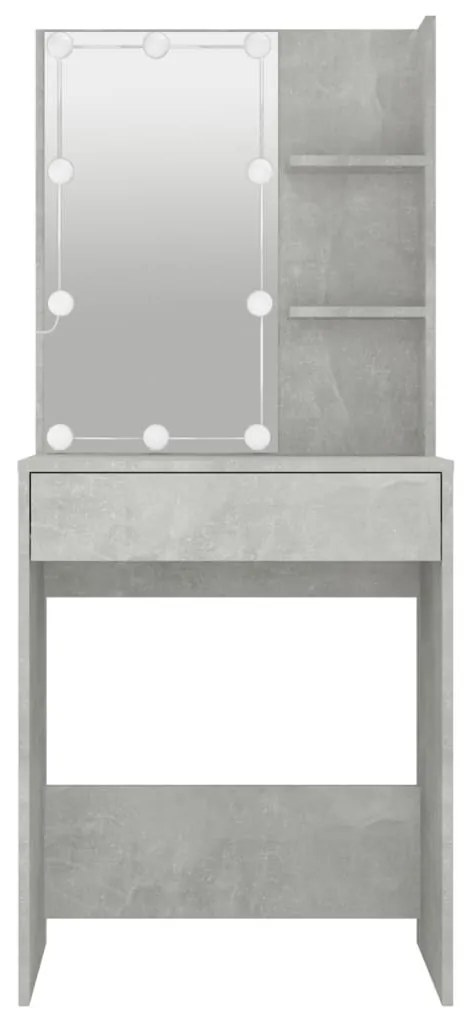 Betonszürke fésülködőasztal LED-del 60x40x140 cm