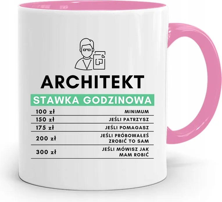 Rózsaszín Bögre Építész Óradíj Ajándék fényképes nyomtatással