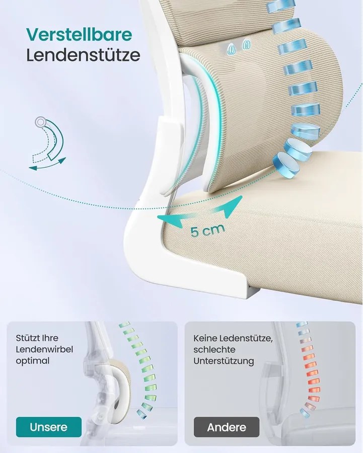 Irodai szék, ergonomikus forgó szék, légáteresztő, homokbézs
