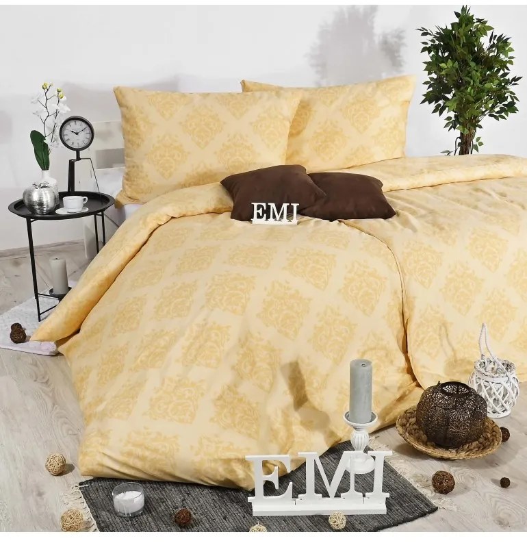 EMI Exclusive ornament sárga szatén ágyneműhuzat, A standard egyszemélyes ágy szett tartalma: 1x 140x200 + 1x 70x90