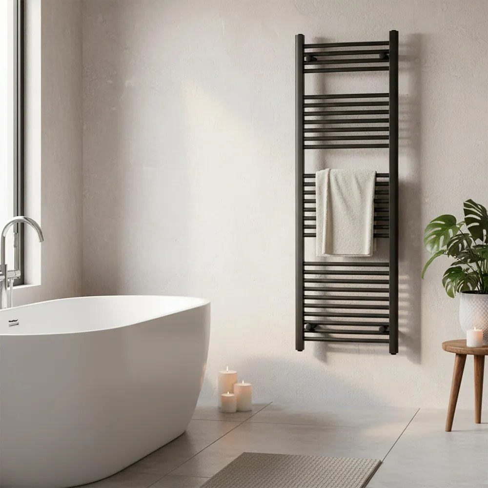 Egyenes törölközőszárító radiátor 1600x600 mm fekete