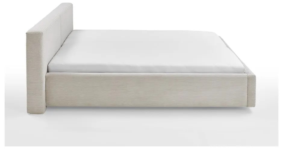 Bézs kárpitozott ágyneműtartós franciaágy ágyráccsal 180x200 cm Cube – Meise Möbel