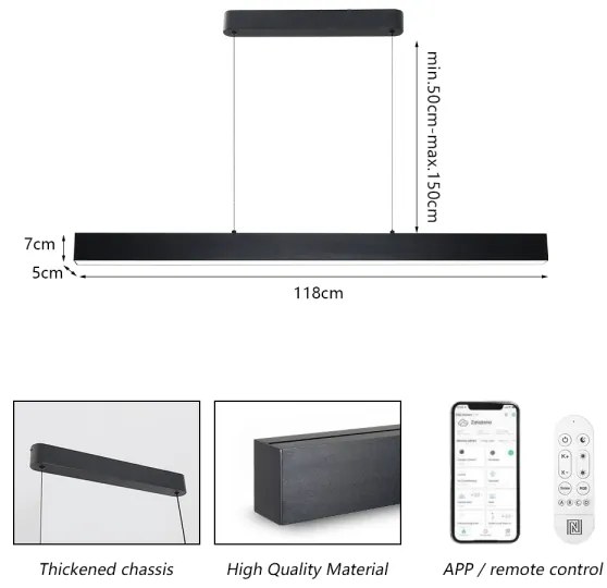 Brilagi - SLEEKLINE SMART LED 40W 230V Wi-Fi fekete dimmelhető csillár+DO