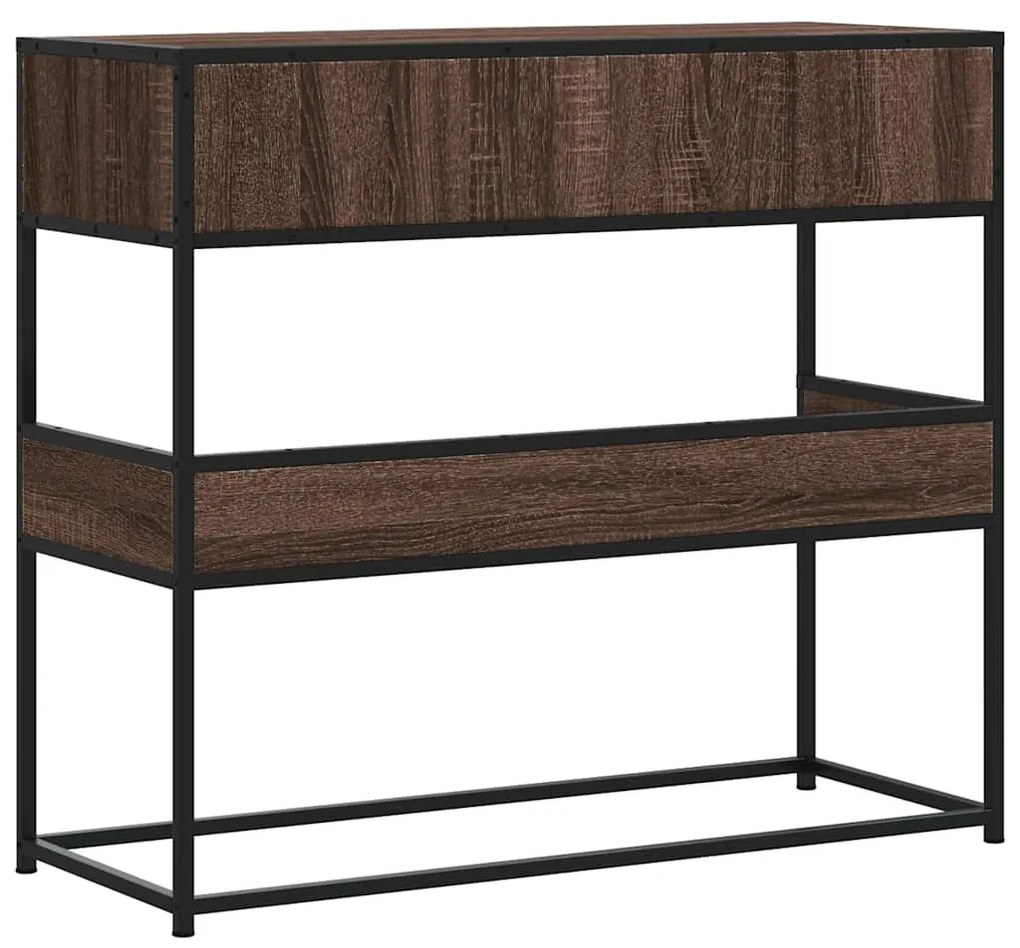 barna tölgyszínű szerelt fa tálalóasztal 90x35x80 cm
