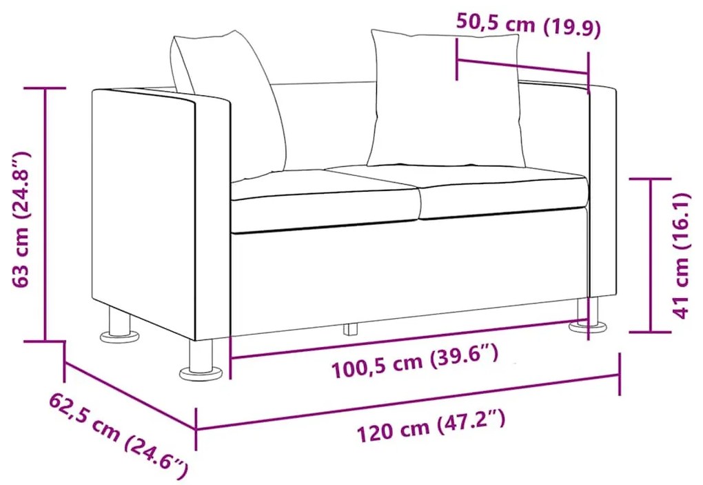 fekete 2 személyes műbőr kanapé