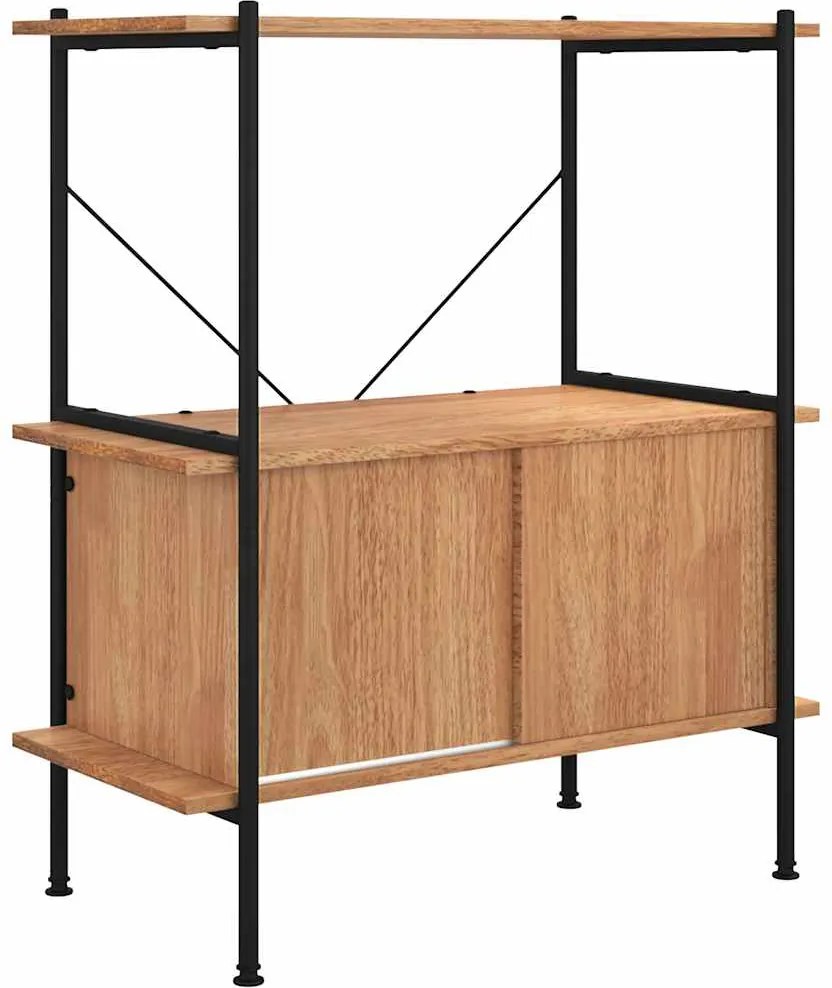 vidaXL 3 szintes acél és szerelt fa polc szekrénnyel 80 x 40 x 92 cm