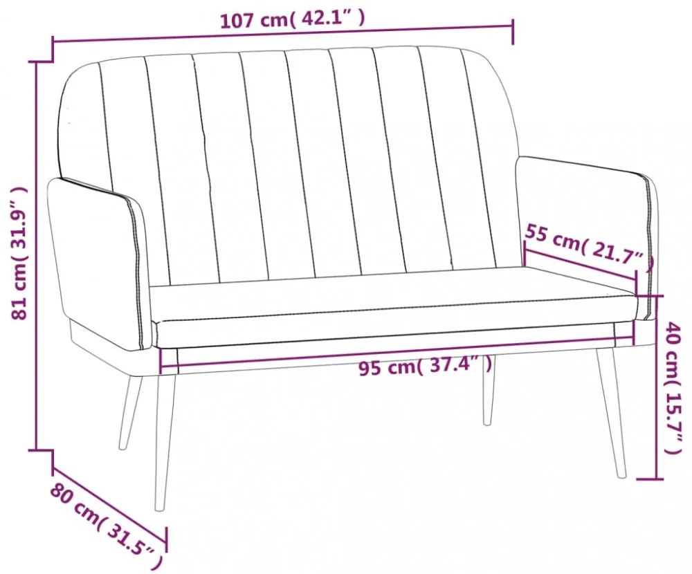 vidaXL bordó műbőr pad 107 x 80 x 81 cm