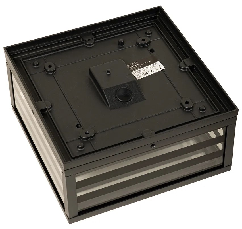 Modern kültéri mennyezeti lámpa fekete üveggel 2-lámpás IP44 - Reims