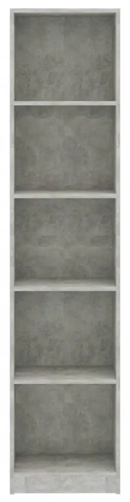 5-szintes betonszürke szerelt fa könyvszekrény 40 x 24 x 175 cm