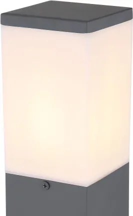 Globo 31731 Kültéri állólámpa rozsdamentes acél, antracit, fehér műanyag búra. IP44,méretek: 80 x 80 mm, 124x124x450mm, exkl. 1x E27 LED 15W 230V