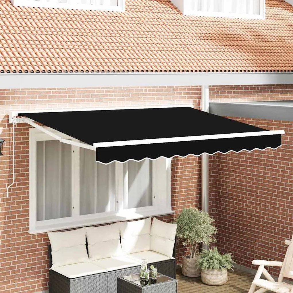 Behúzható napellenző Fekete 350x200 cm szövet