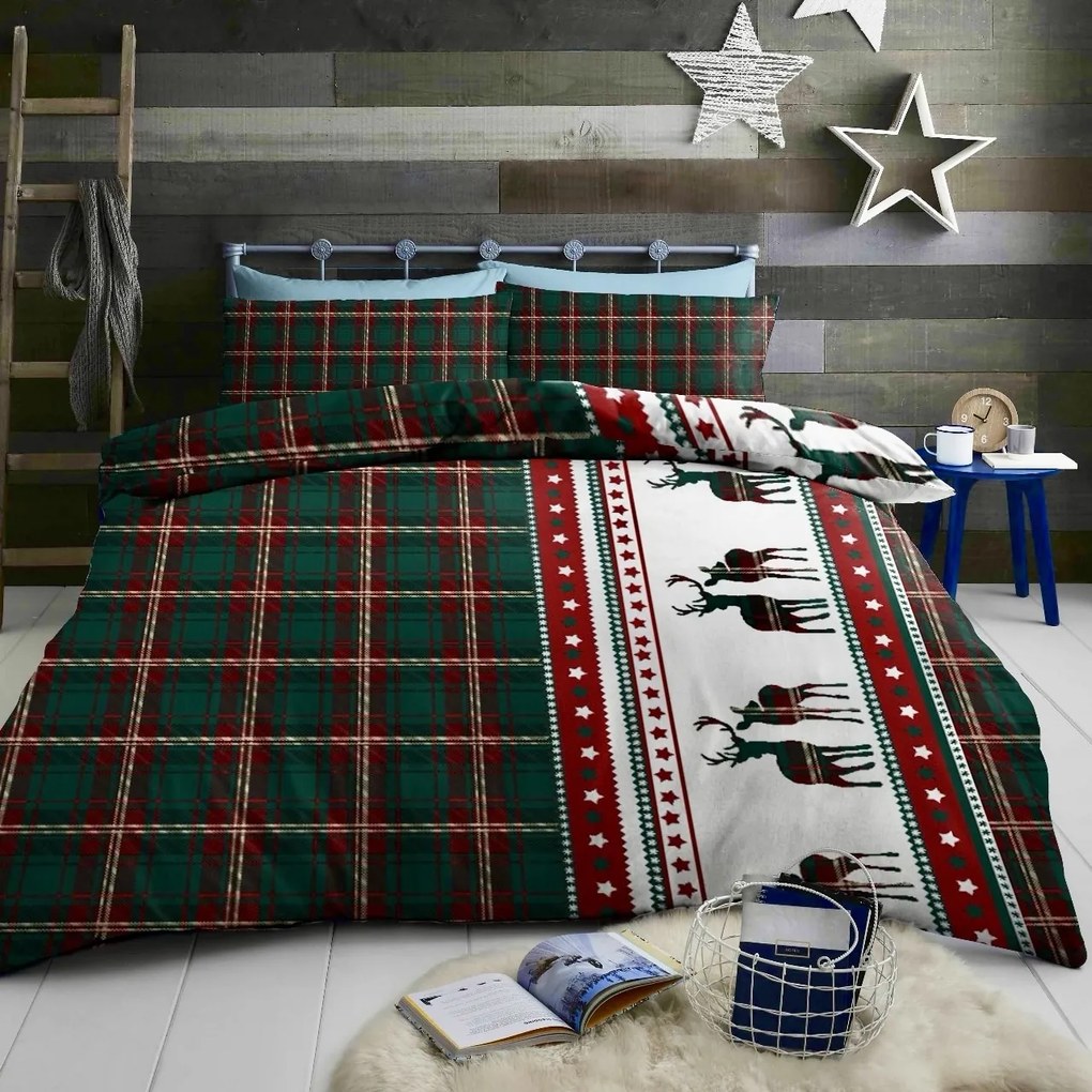 Flanel ágynemű FJORDEN zöld Ágyneműhuzat mérete: 70 x 90 cm | 140 x 200 cm