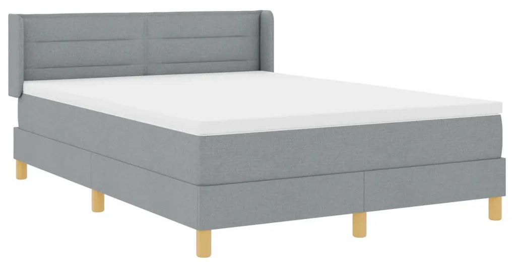 Boxspring ágy matraccal, világosszürke, 140x190 cm, szövet.
