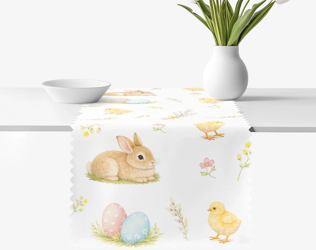 Goldea húsvéti viaszosvászon asztali futó - vidám húsvét 50x120 cm