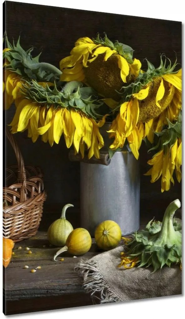 Vászonkép 80x120 Napraforgók vázában
