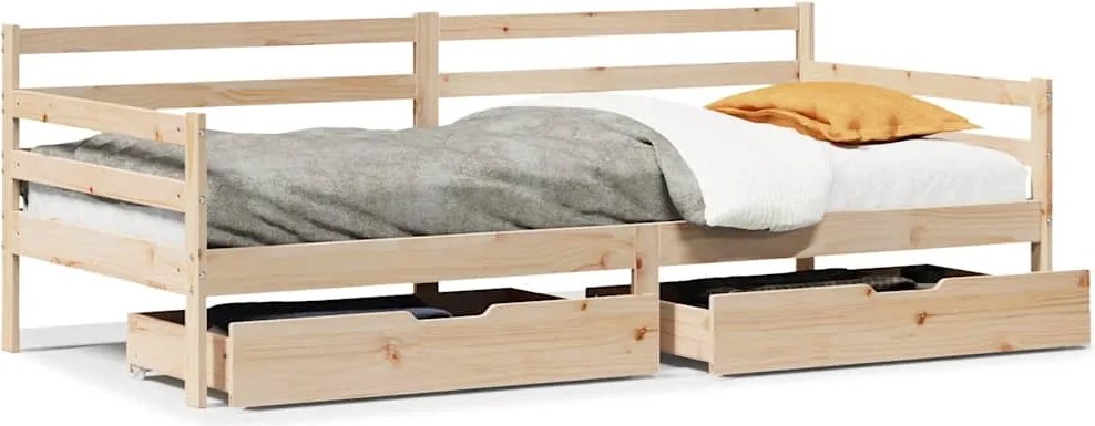 vidaXL fehér tömör fenyőfa kanapéágy fiókkal 80 x 200 cm