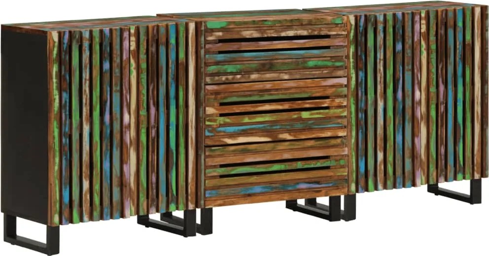 vidaXL 3 db tömör akácfa tálalószekrény 60 x 34 x 75 cm
