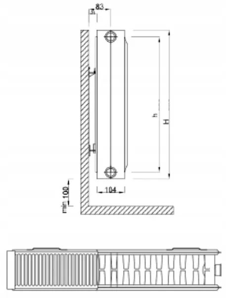 Invena Prov K22, panelradiátor 600x1000 mm 1658W tartozékokkal és oldalcsatlakozóval, fehér, INV-UG-91-610-A