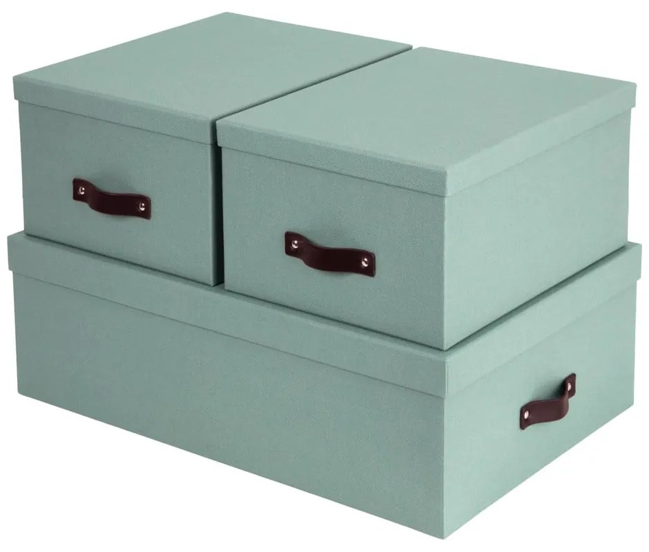 Mentazöld fedeles karton tárolódoboz szett 3 db-os 31x47x15 cm Inge – Bigso Box of Sweden