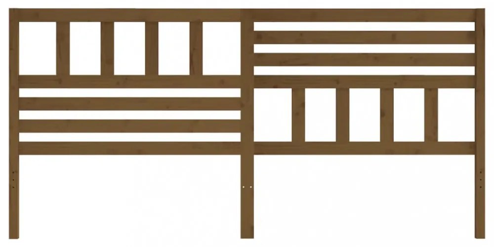 mézbarna tömör fenyőfa ágyfejtámla 206 x 4 x 100 cm