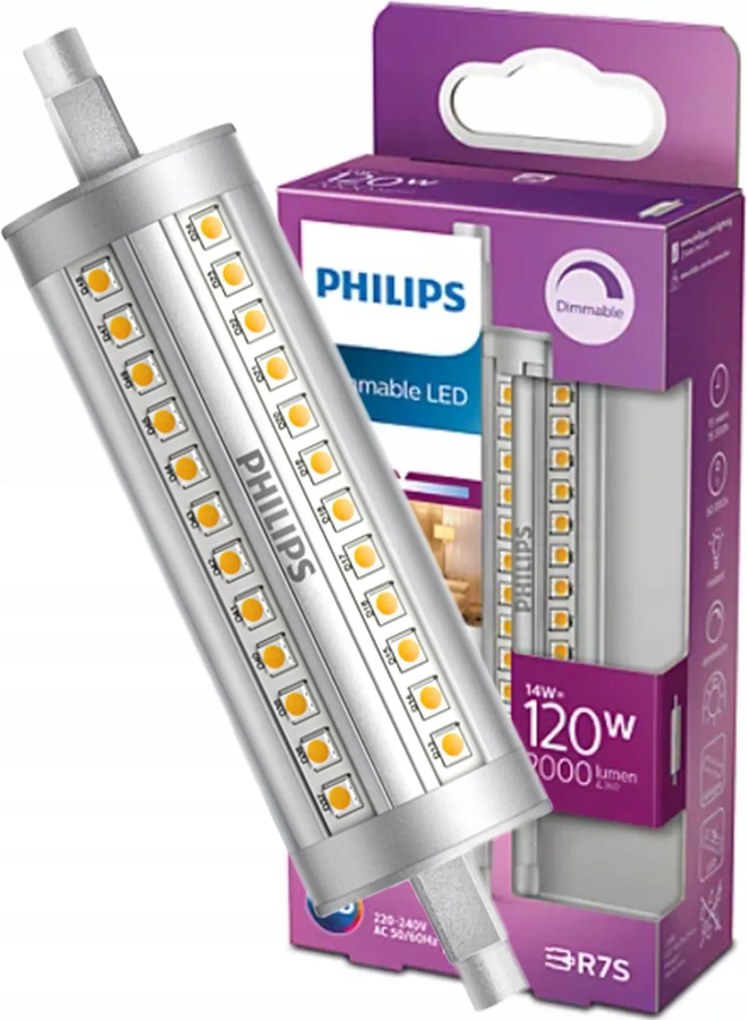 Led izzó R7S Izzó 14W 120W 2000lm 3000K Meleg fényerőszabályozható Philips