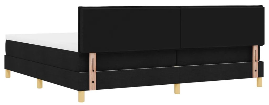 Boxspring ágy matraccal és LED világítással, fekete, 200x200 cm, szövet