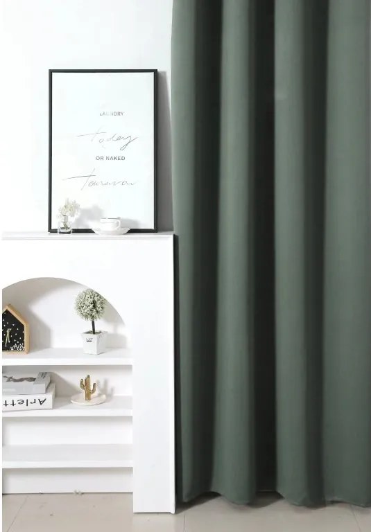 Függöny OXFORD 140x270 cm, szürkészöld Felfüggesztés: Hullámos sínszalag
