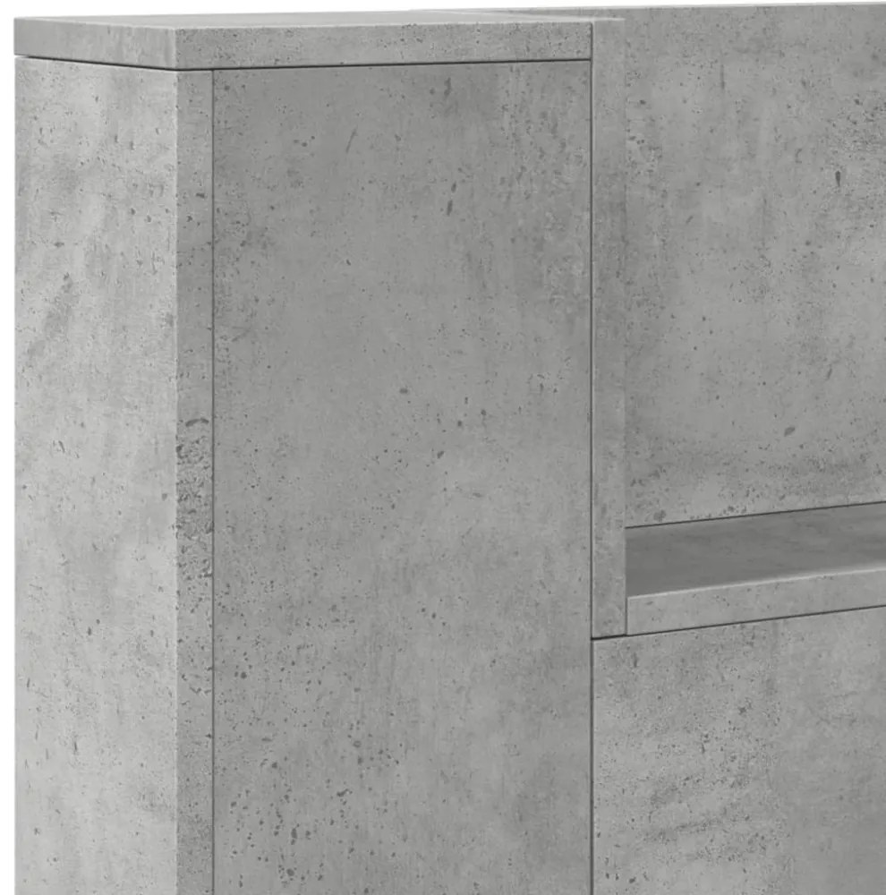 betonszürke áthidalószekrény LED-világítással 140x16,5x103,5 cm