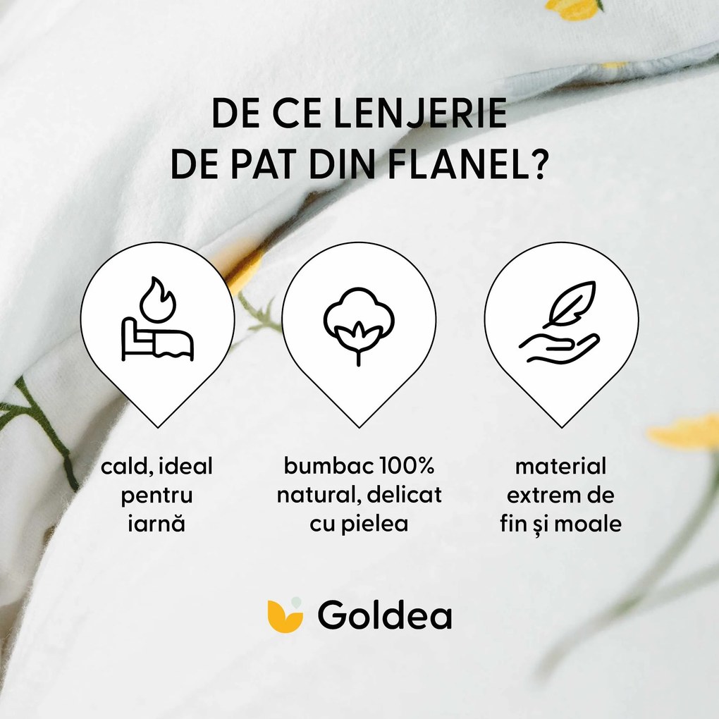 Goldea flanel ágyneműhuzat - kamilla virágok 200 x 200 és 2db 70 x 90 cm