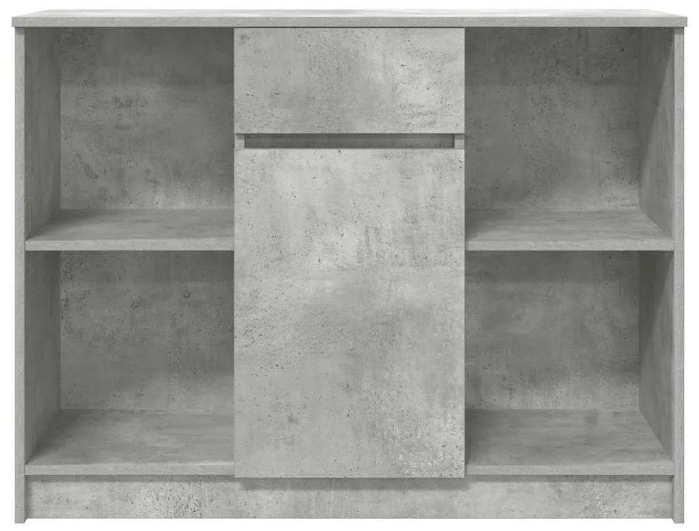 betonszürke szerelt fa tálalószekrény fiókos 101x35x76 cm