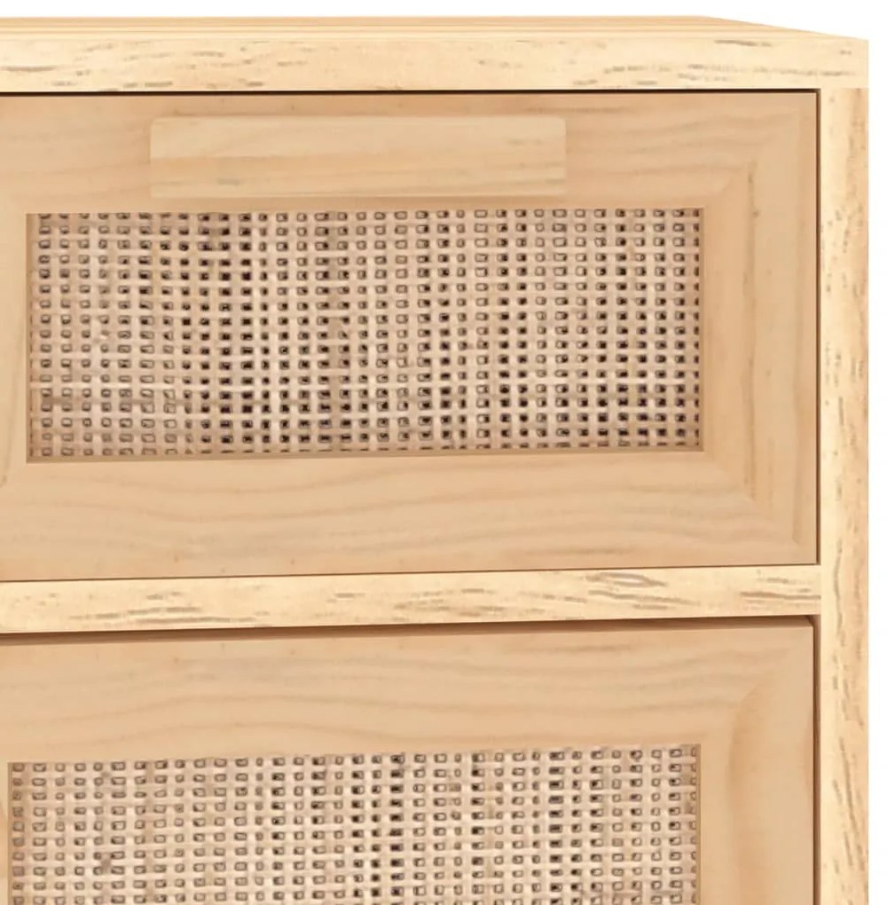 barna tömör fenyő/természetes rattan tálalószekrény 60x30x75cm