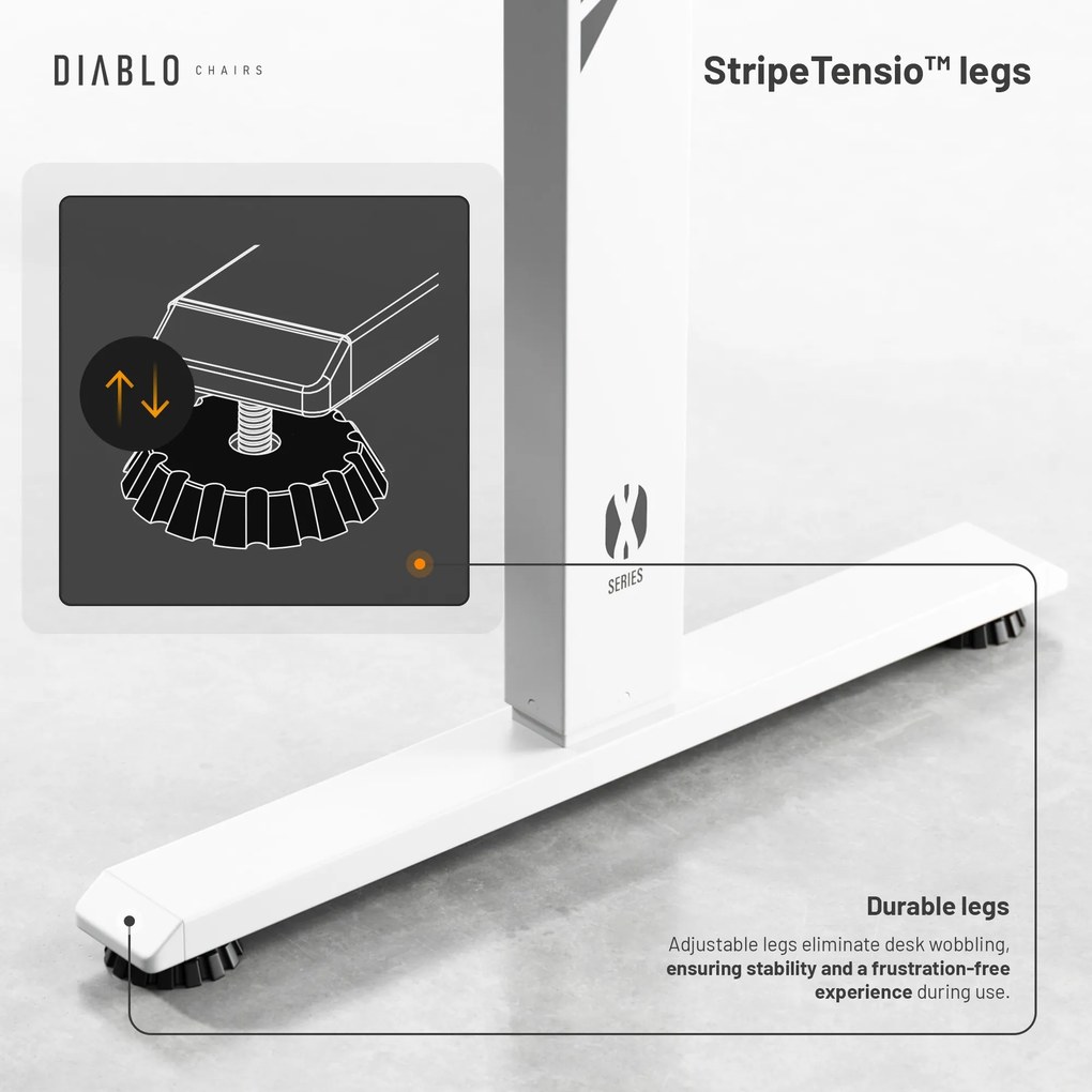 Magasságban állítható íróasztal 140 cm fehér: Diablo X-Tensio 1400