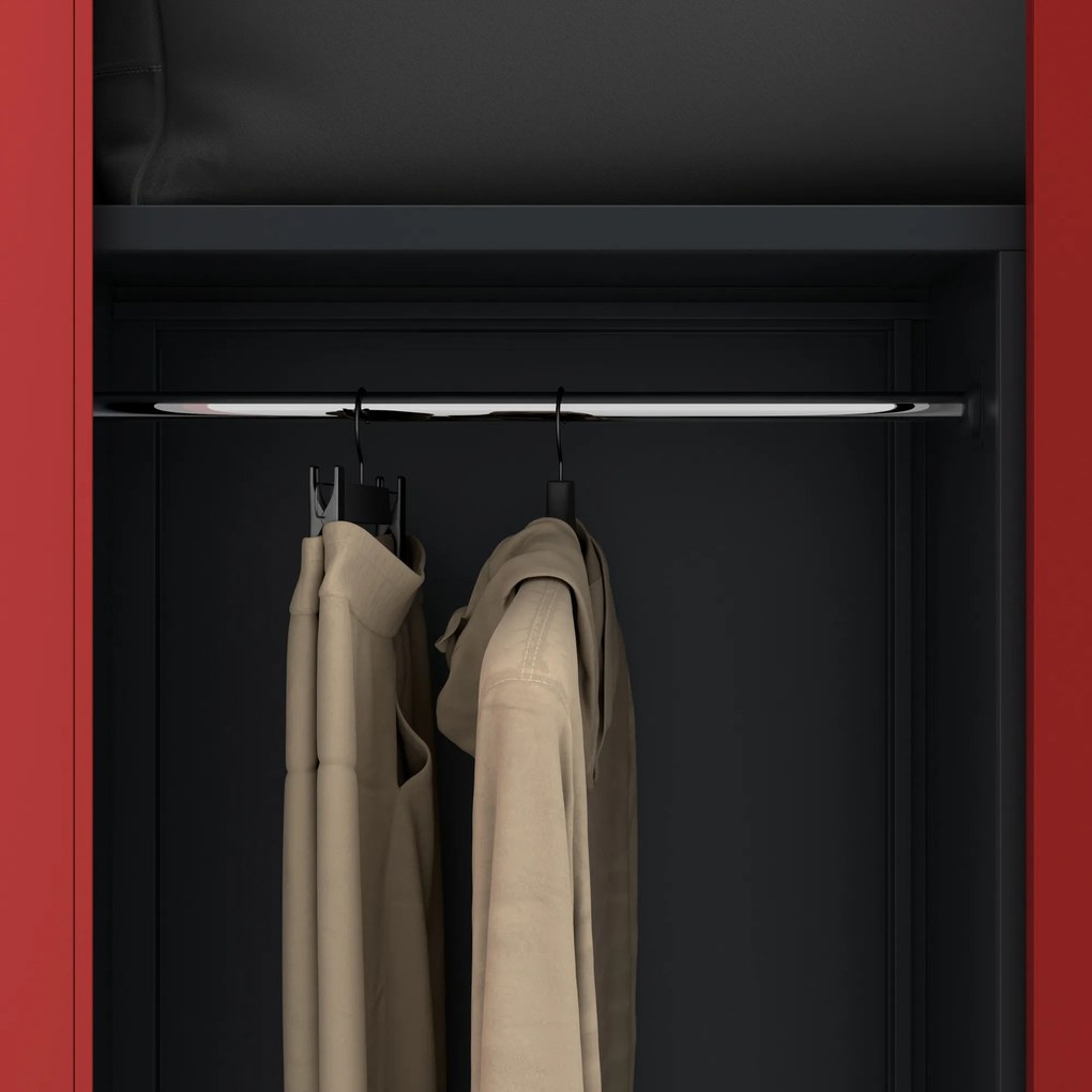 Zárható takarítószekrény DAWID 900 x 1850 x 450 mm, antracit-piros